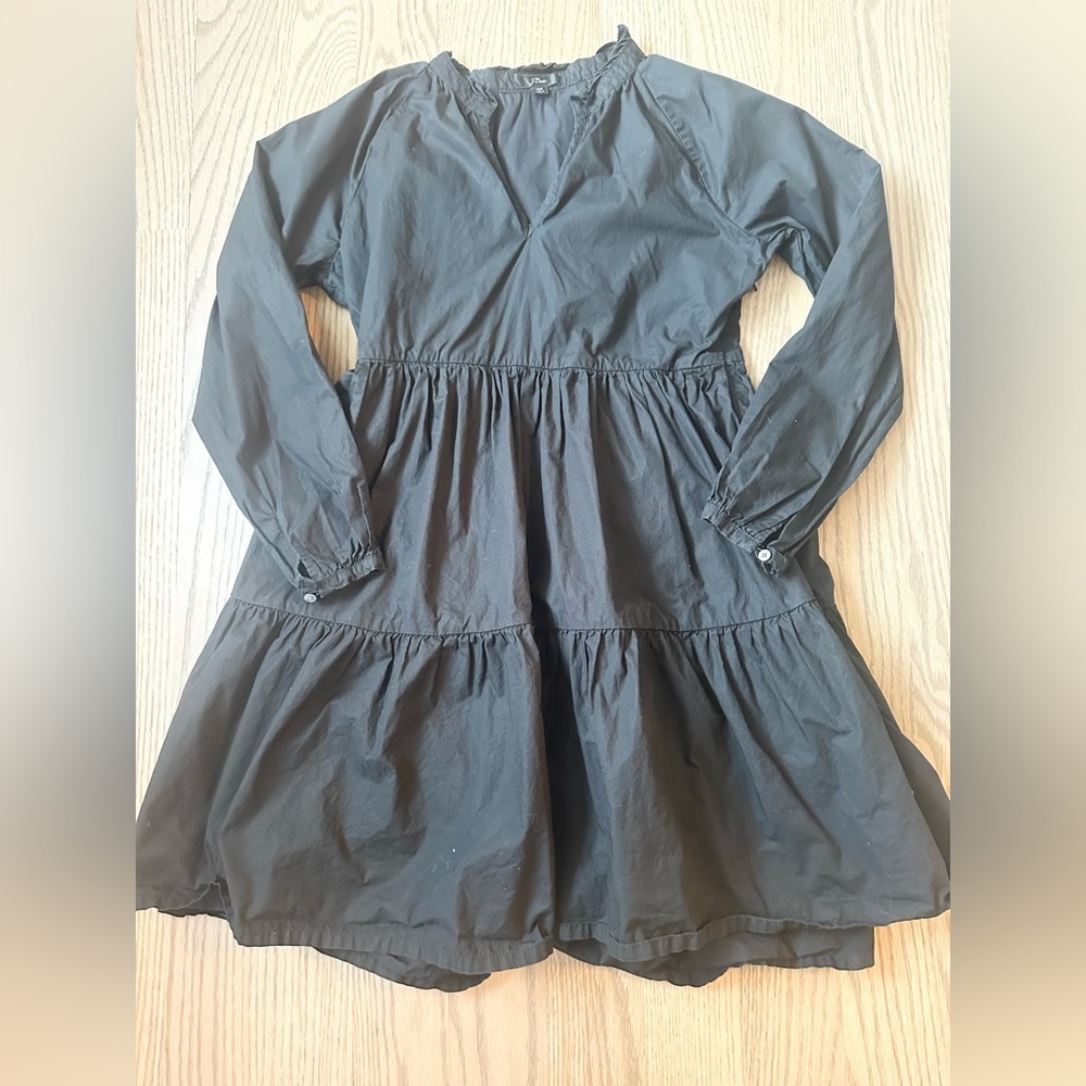J. Crew Tiered Preppy Cottagecore Popover Long Sleeve Cotton Babydoll Dress